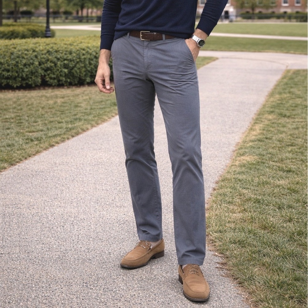 English Laundry Men's 40x30 Blue Stretch Chino Pants Cotton Blend Casual